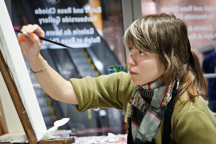 Karolina painting at Nuit Blanche in Halifax